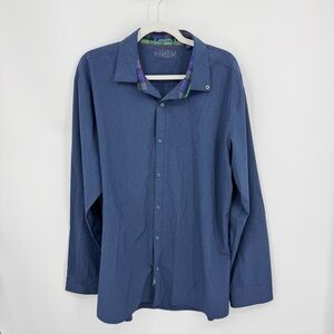 William Murray Mens XL Button Down Long Sleeve Shirt Blue Golf Sports Vented